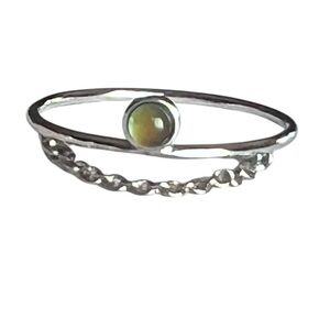 Silvertone Mood Ring Chain Dainty Color Changing Minimalist